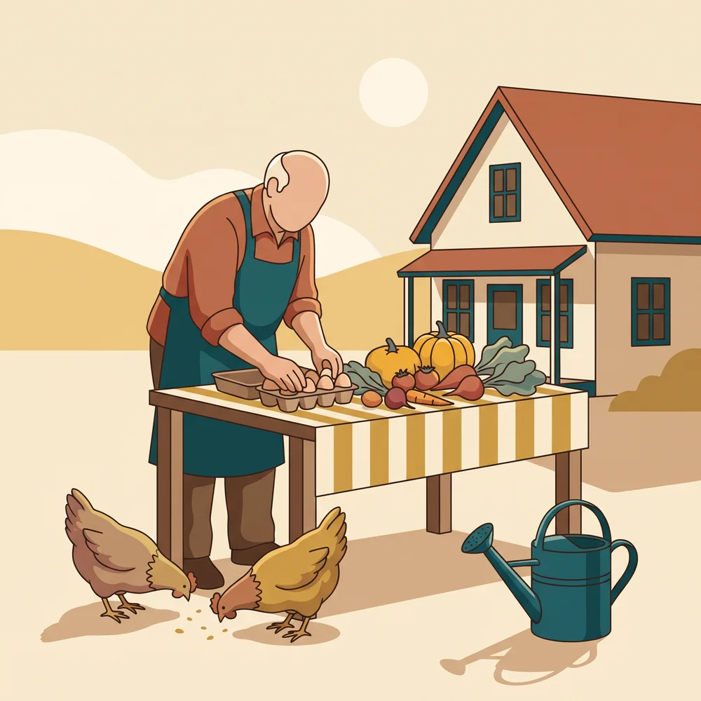 Crops and Tractors illustration