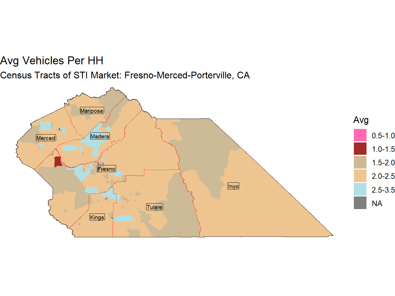 Avg Vehicles Per HH Thematic