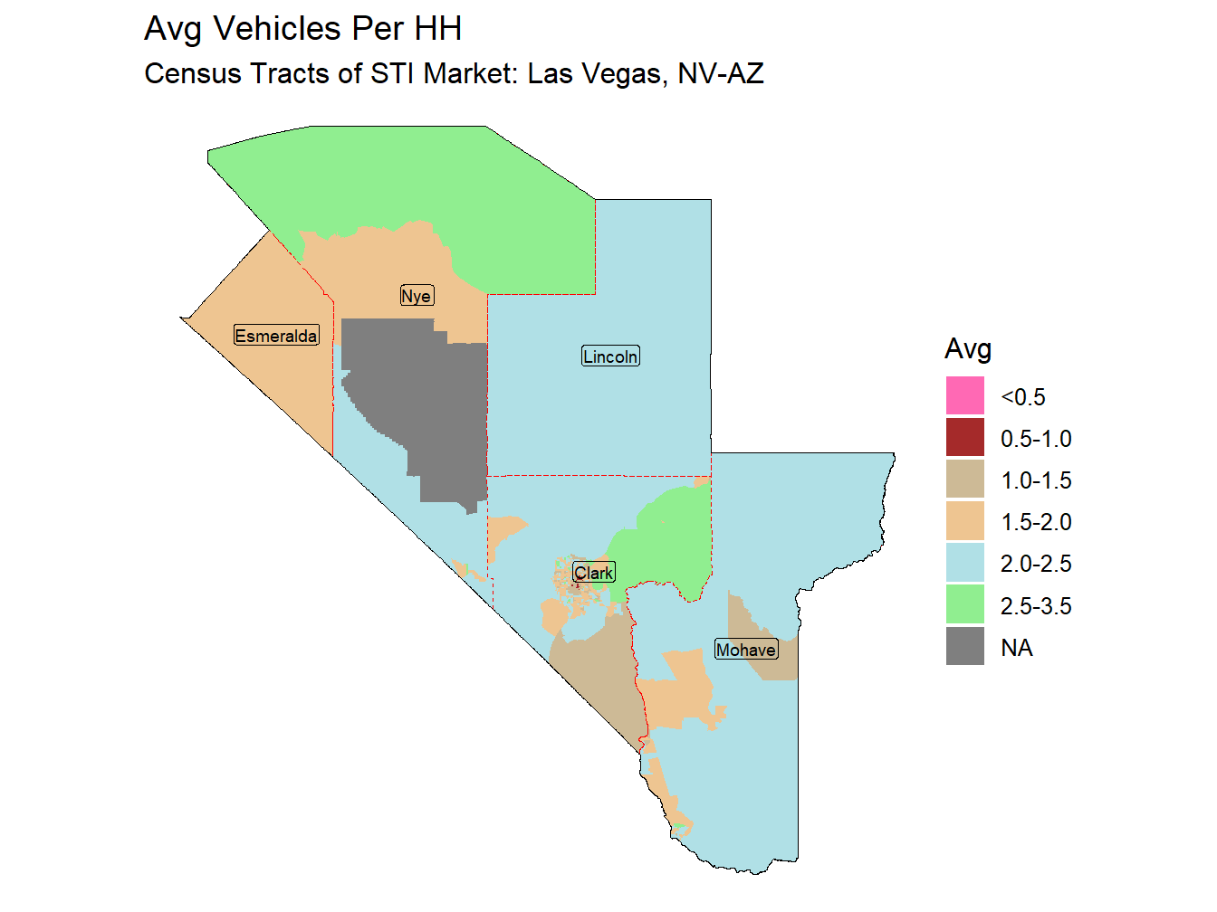 Avg Vehicles Per HH Thematic