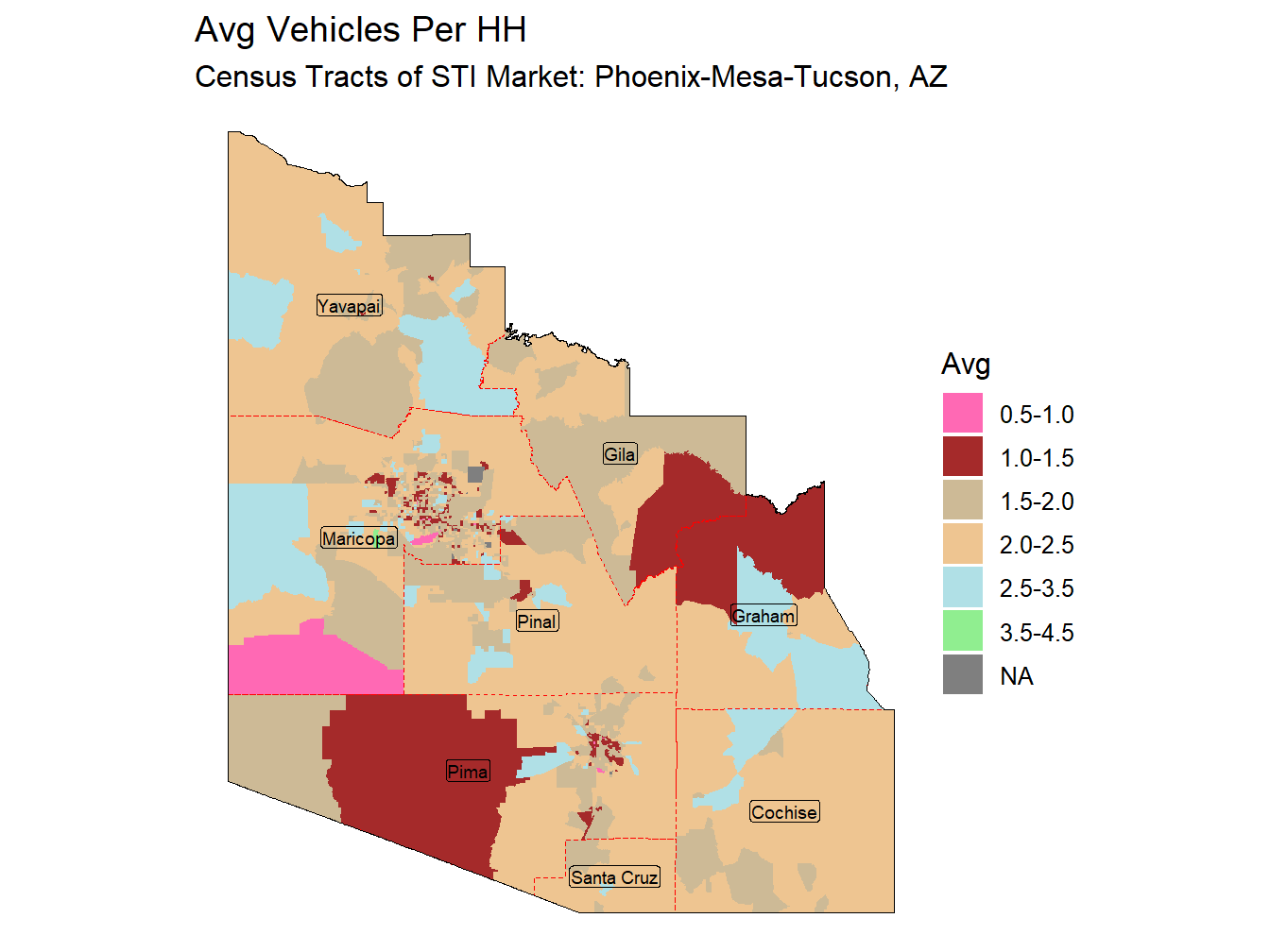 Avg Vehicles Per HH Thematic