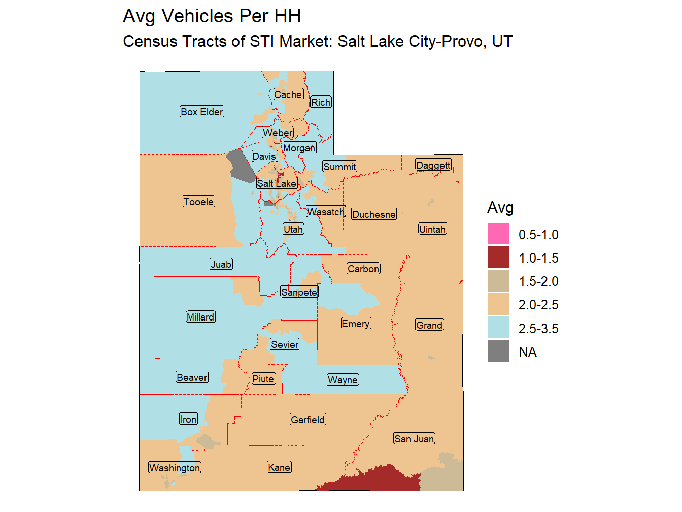 Avg Vehicles Per HH Thematic