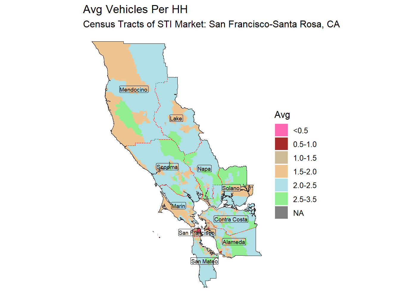 Avg Vehicles Per HH Thematic