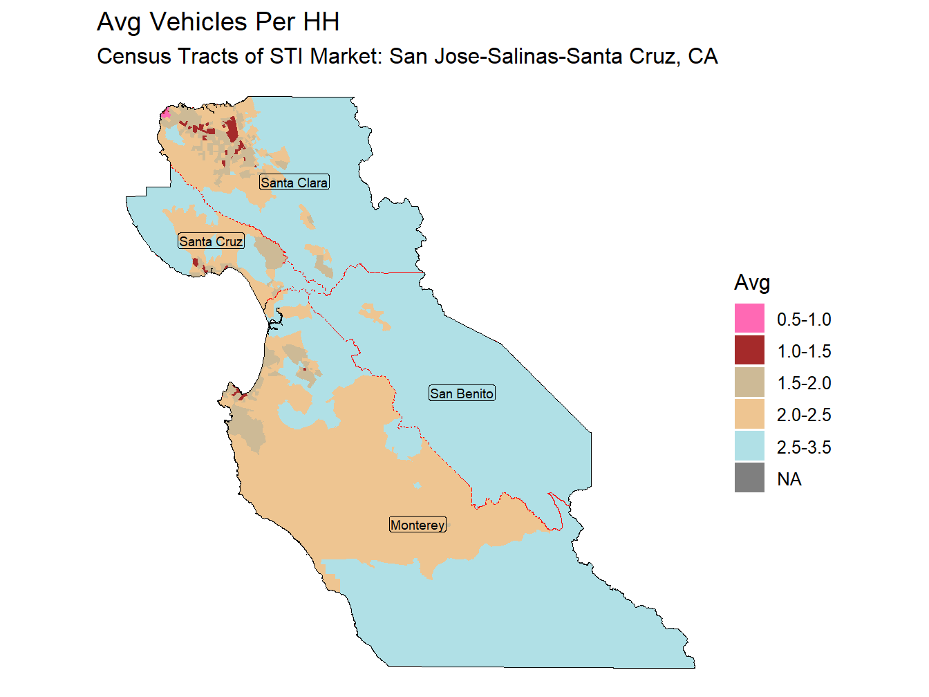 Avg Vehicles Per HH Thematic