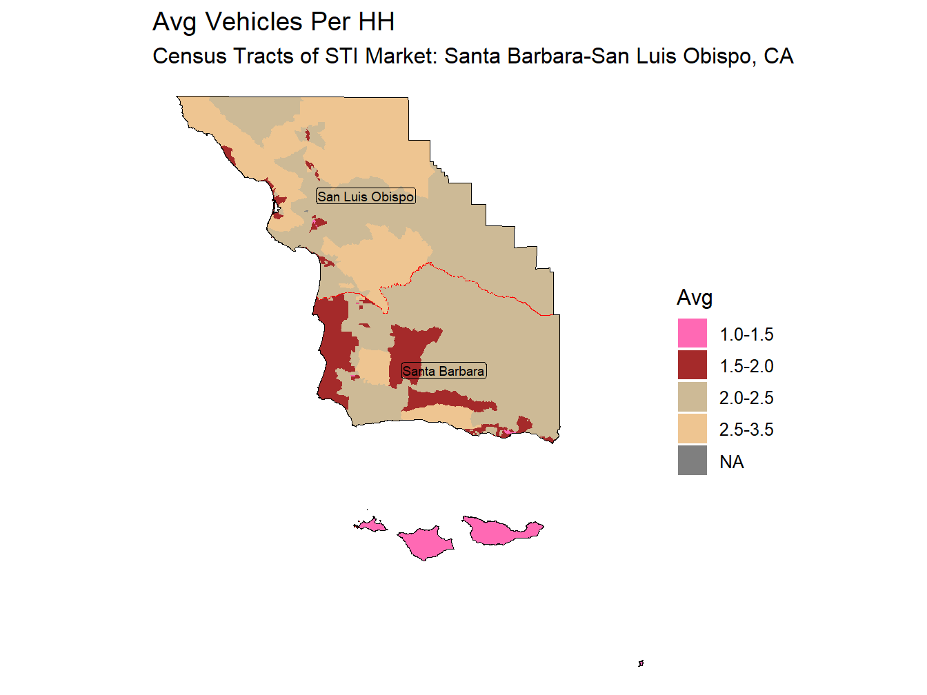 Avg Vehicles Per HH Thematic