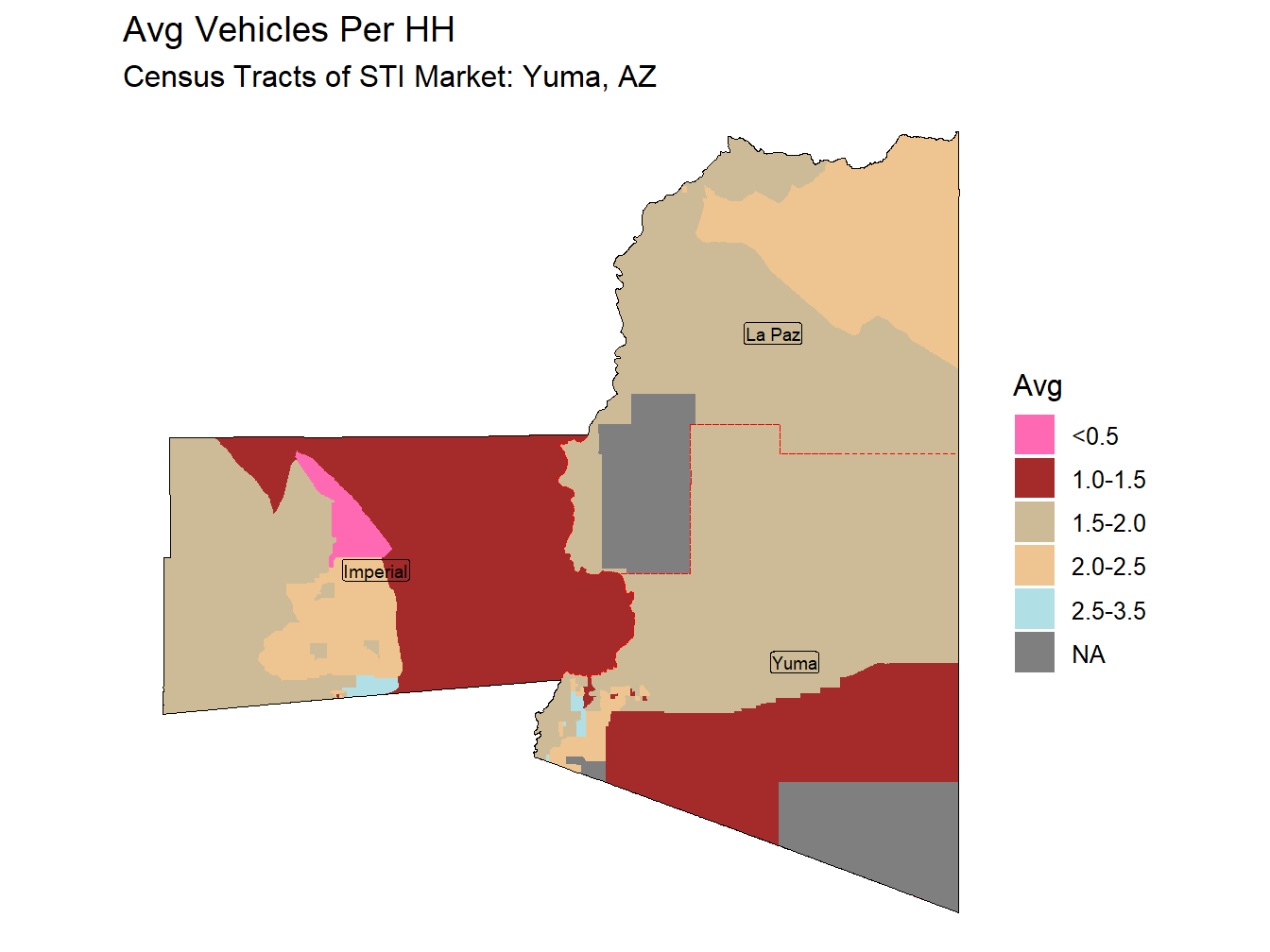 Avg Vehicles Per HH Thematic