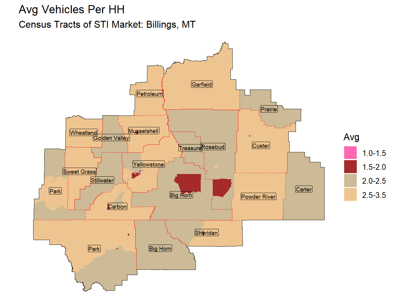 Avg Vehicles Per HH Thematic