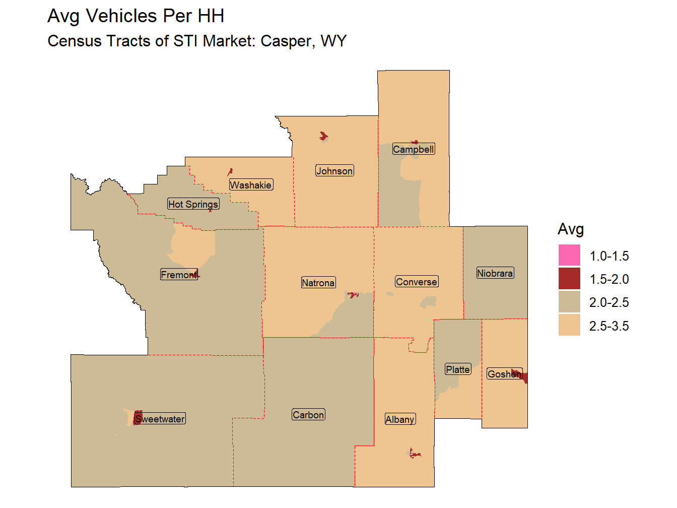 Avg Vehicles Per HH Thematic