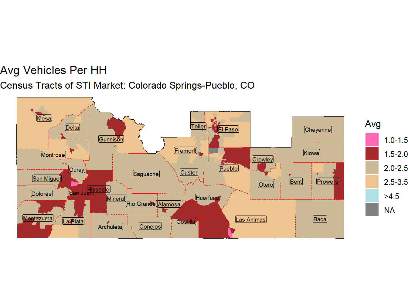 Avg Vehicles Per HH Thematic