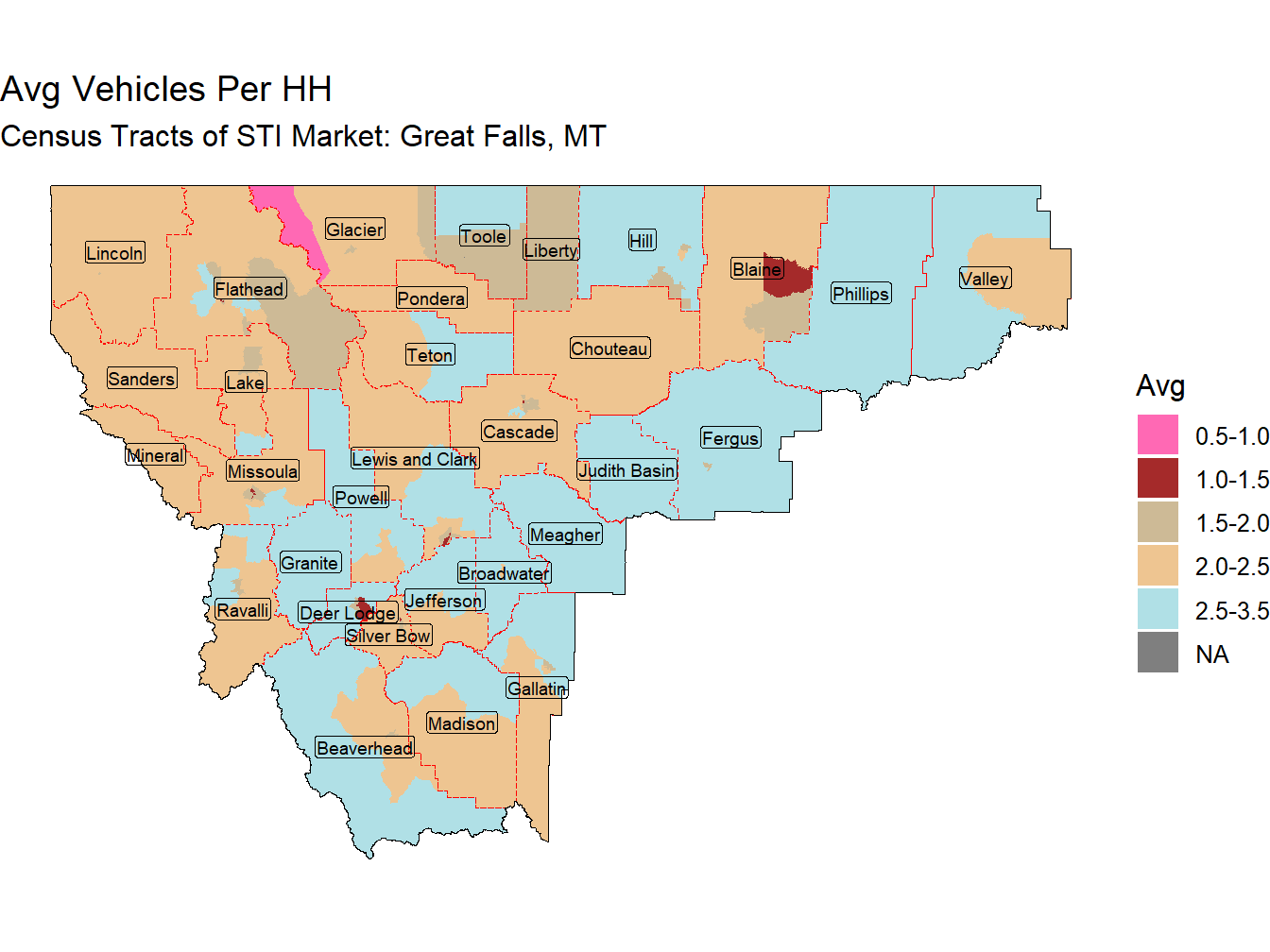 Avg Vehicles Per HH Thematic