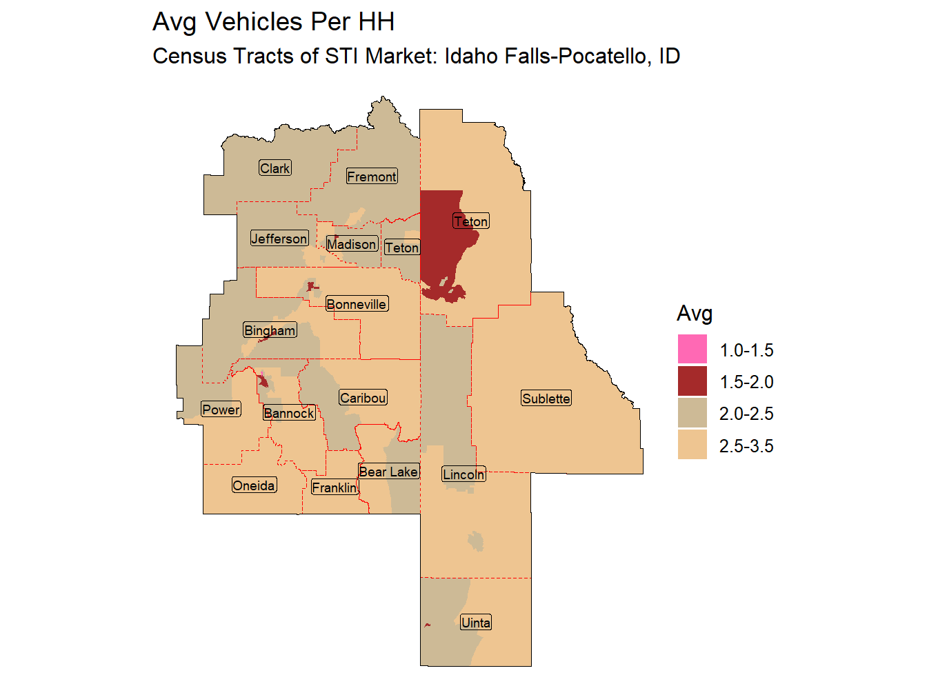 Avg Vehicles Per HH Thematic