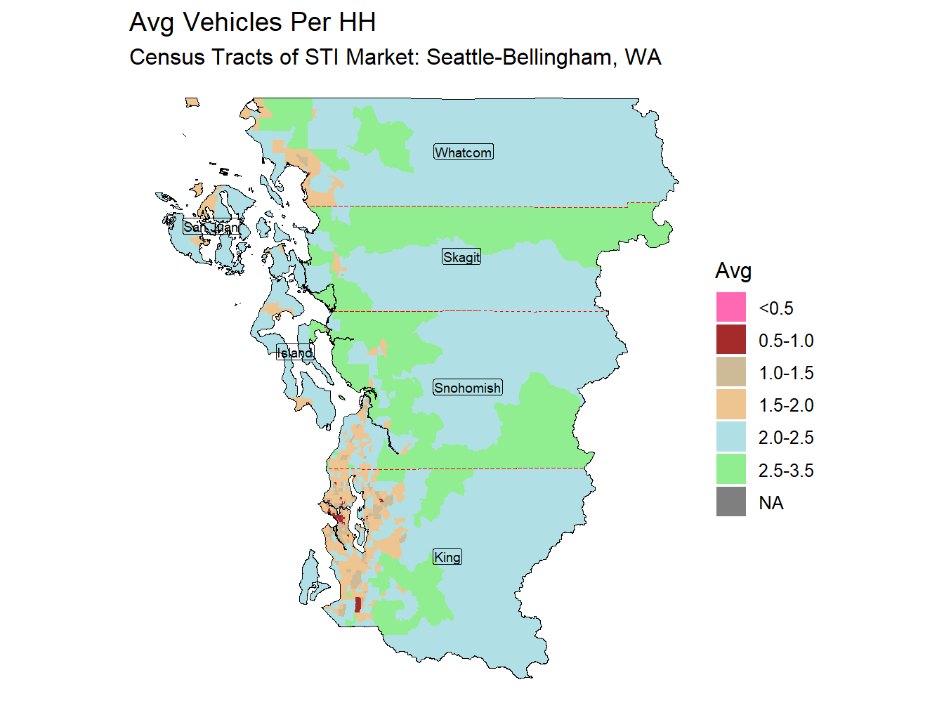 Avg Vehicles Per HH Thematic