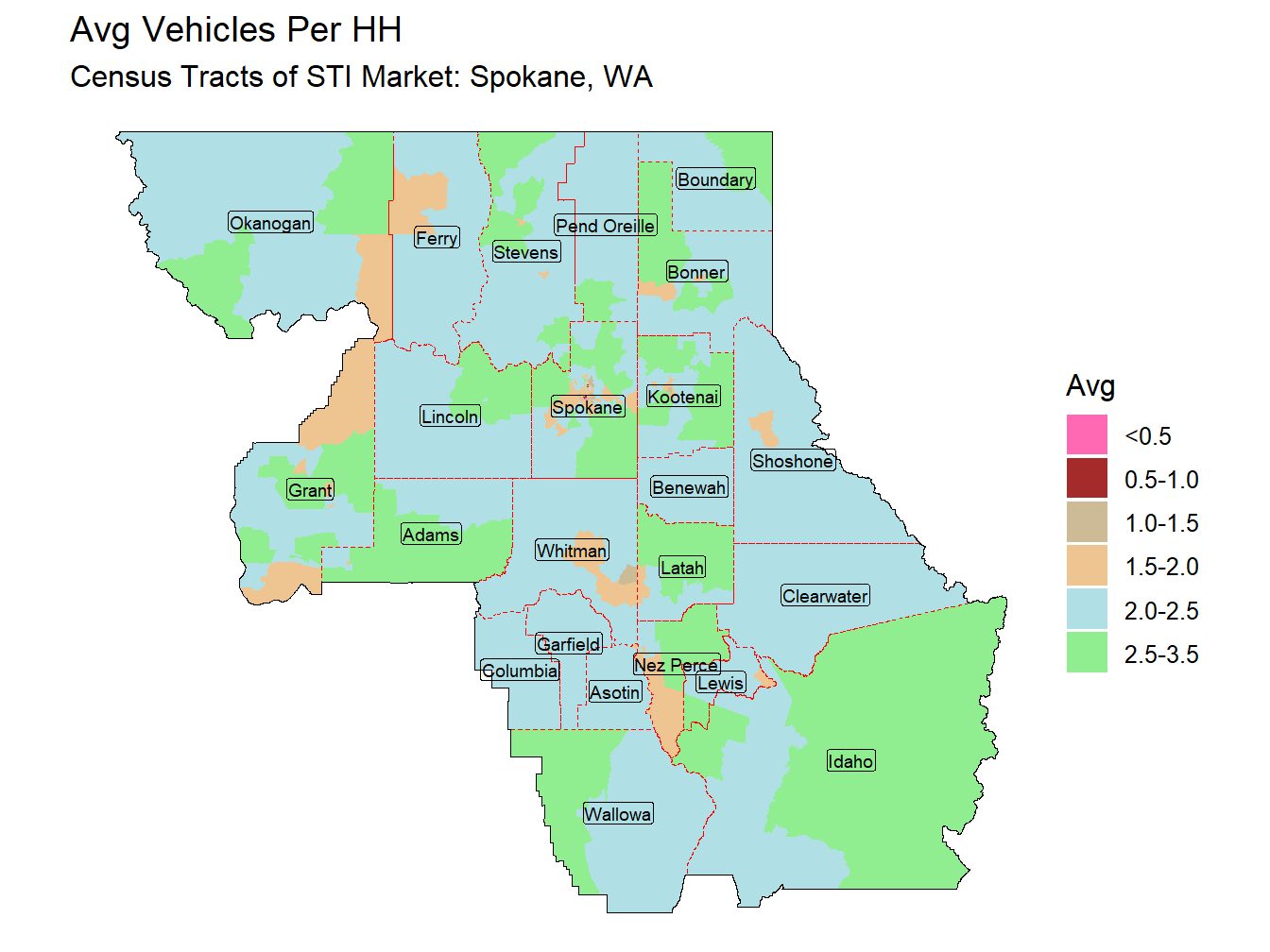Avg Vehicles Per HH Thematic