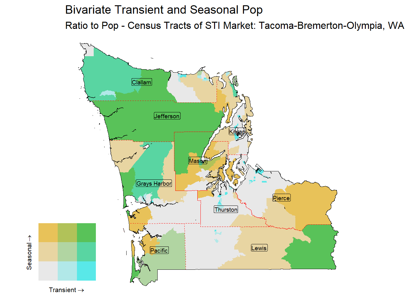 Bivariate Tematic of Seasonal & Transient Pop - Census Tract