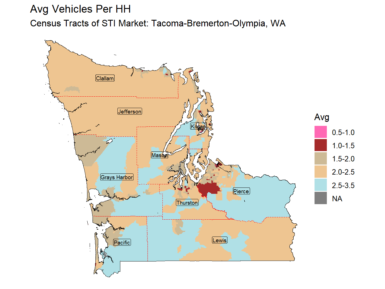 Avg Vehicles Per HH Thematic