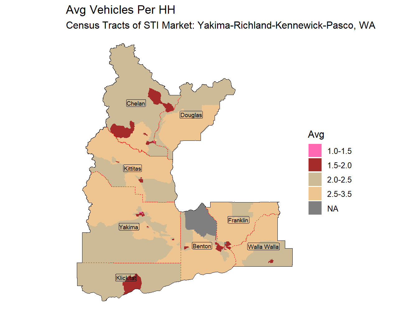 Avg Vehicles Per HH Thematic