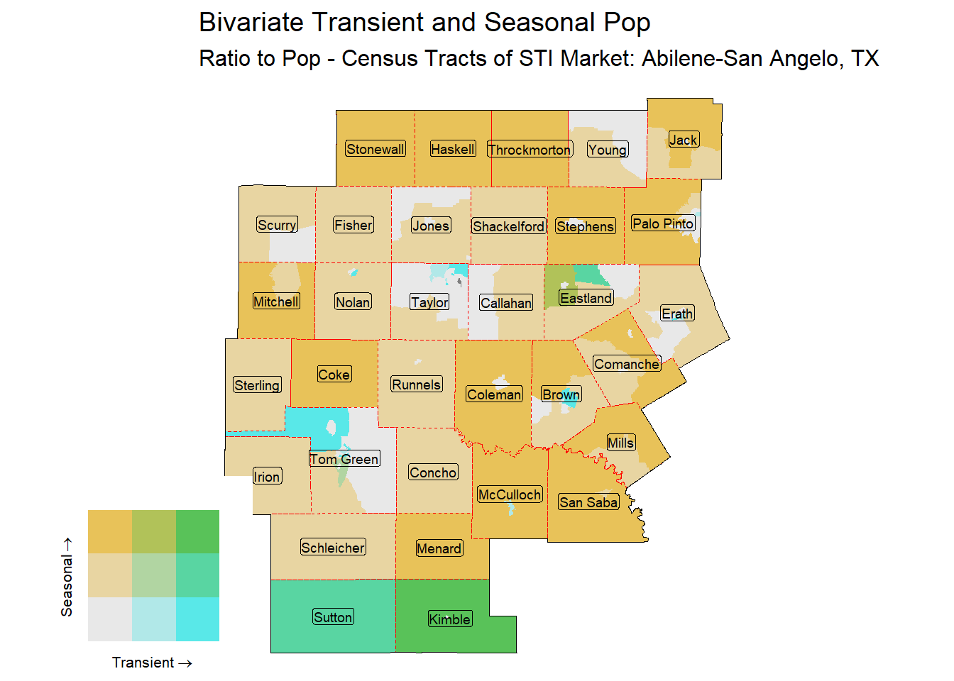 Bivariate Tematic of Seasonal & Transient Pop - Census Tract