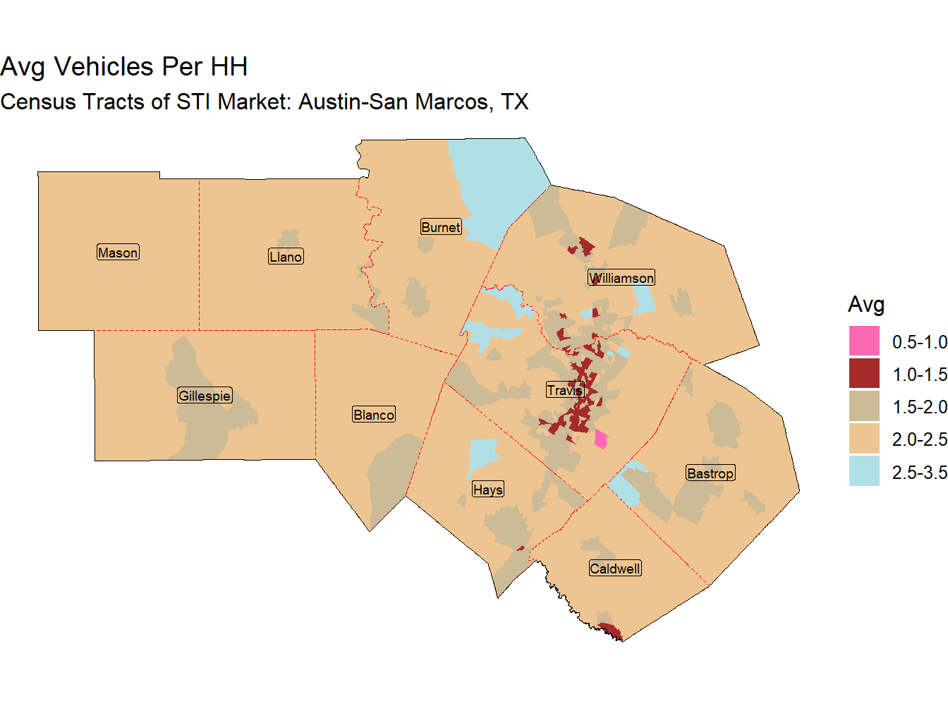 Avg Vehicles Per HH Thematic