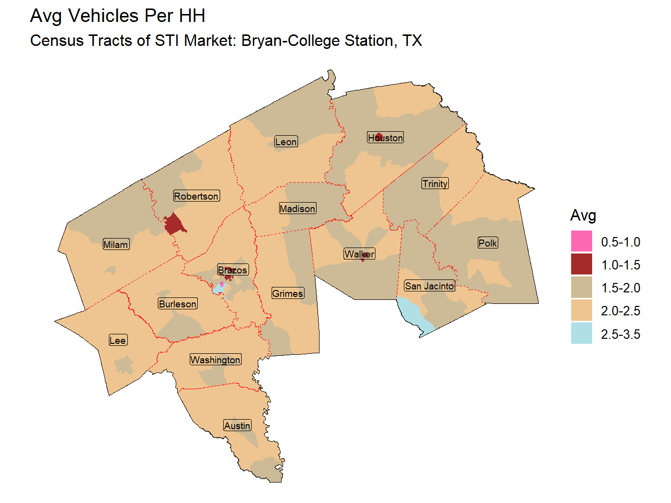 Avg Vehicles Per HH Thematic