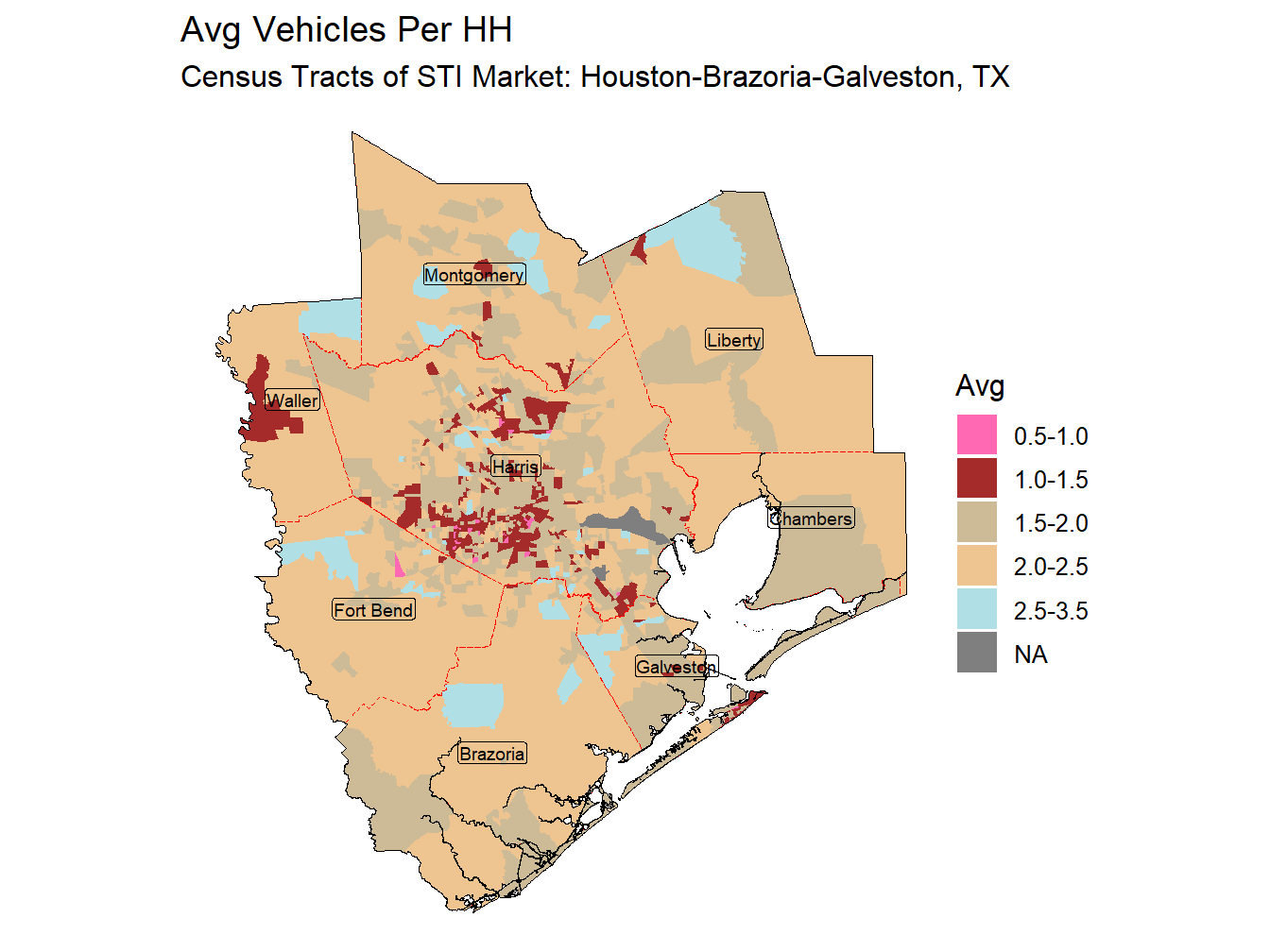 Avg Vehicles Per HH Thematic