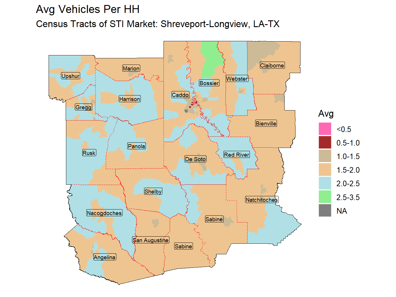 Avg Vehicles Per HH Thematic