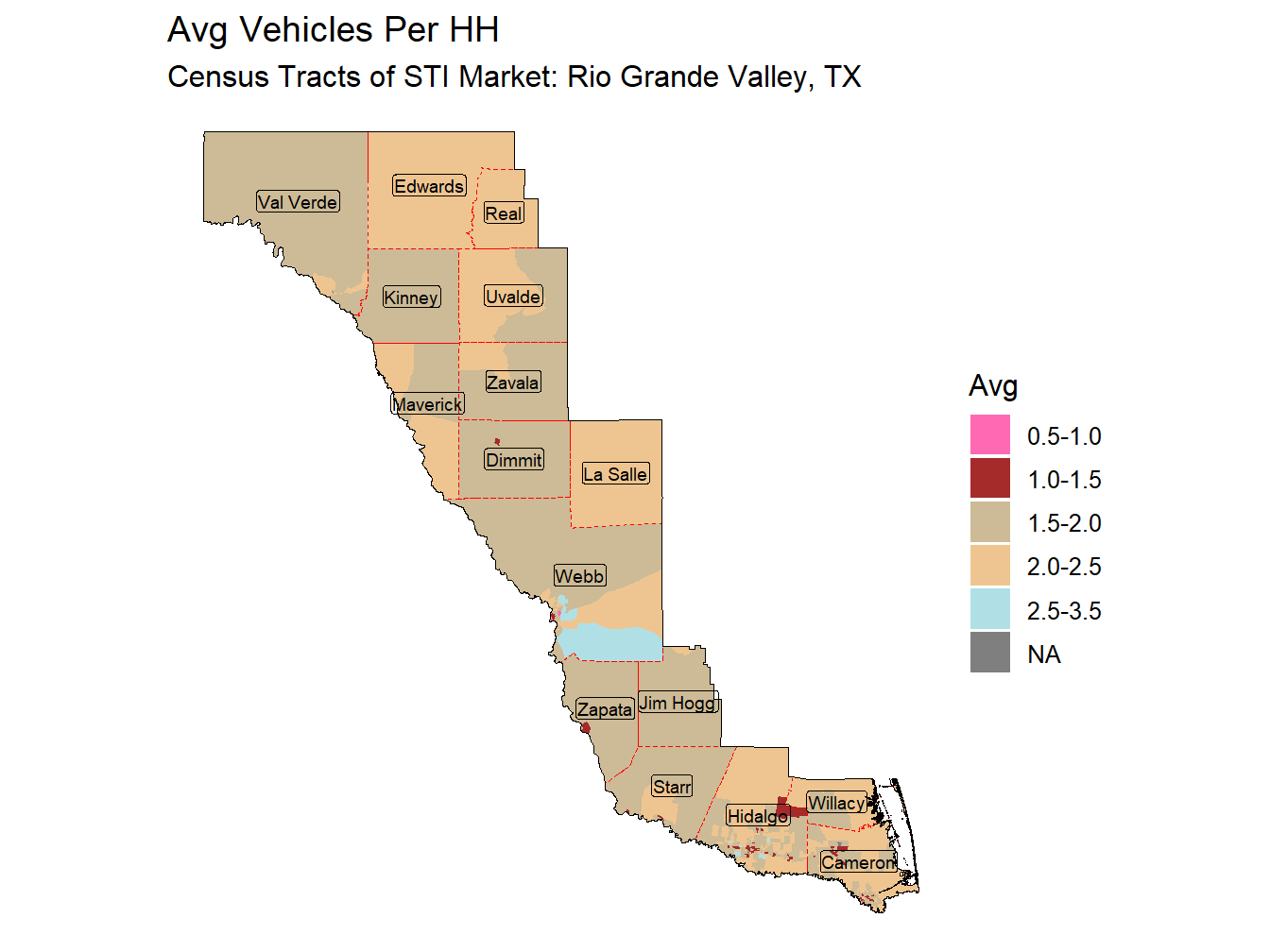Avg Vehicles Per HH Thematic