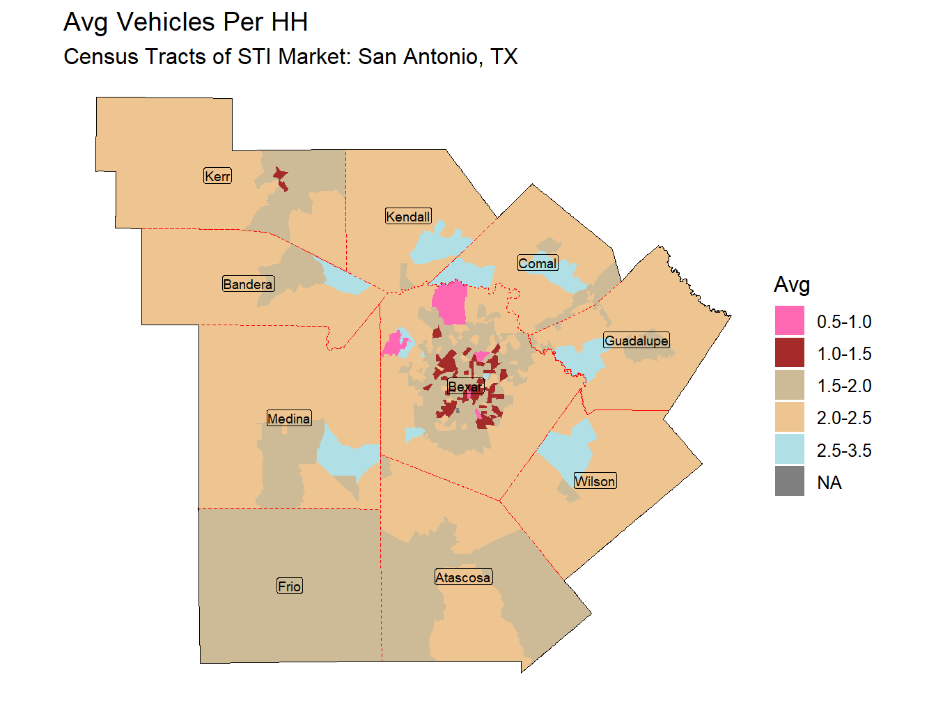 Avg Vehicles Per HH Thematic