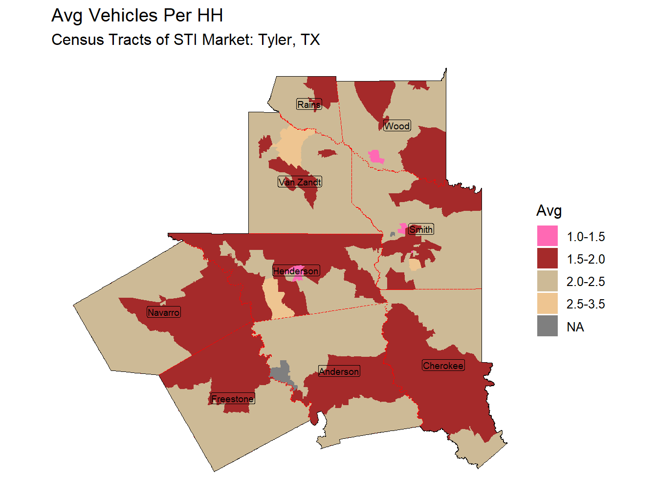 Avg Vehicles Per HH Thematic