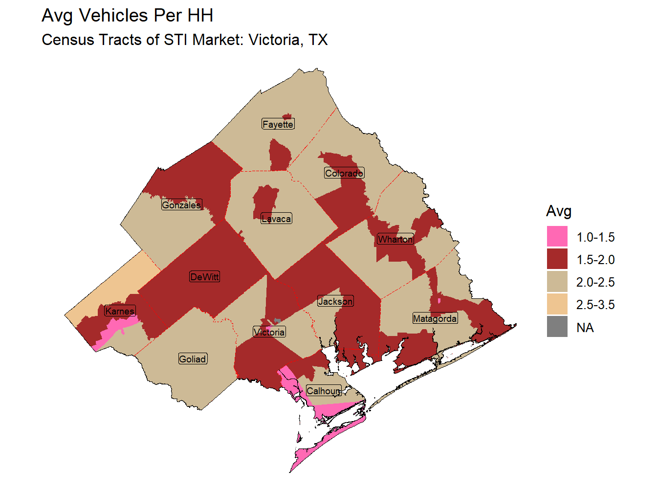 Avg Vehicles Per HH Thematic