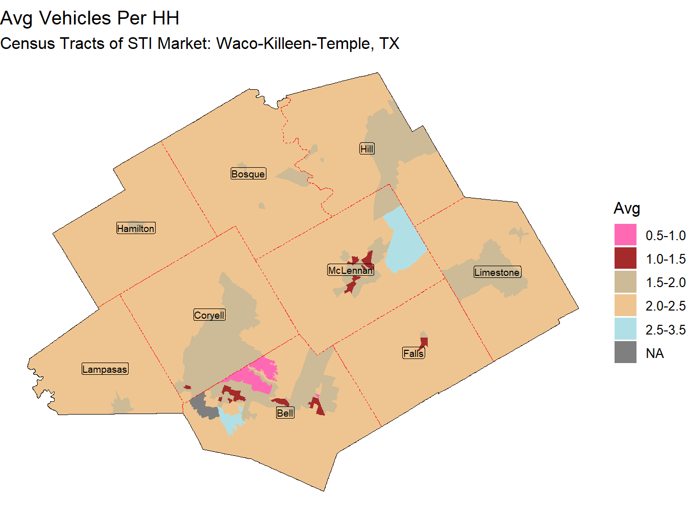 Avg Vehicles Per HH Thematic