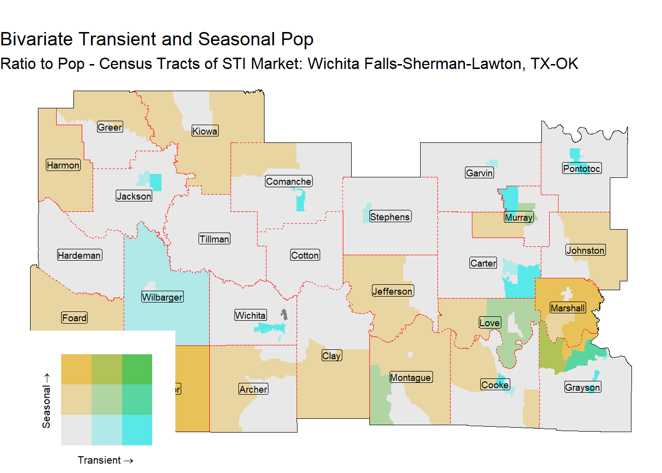 Bivariate Tematic of Seasonal & Transient Pop - Census Tract
