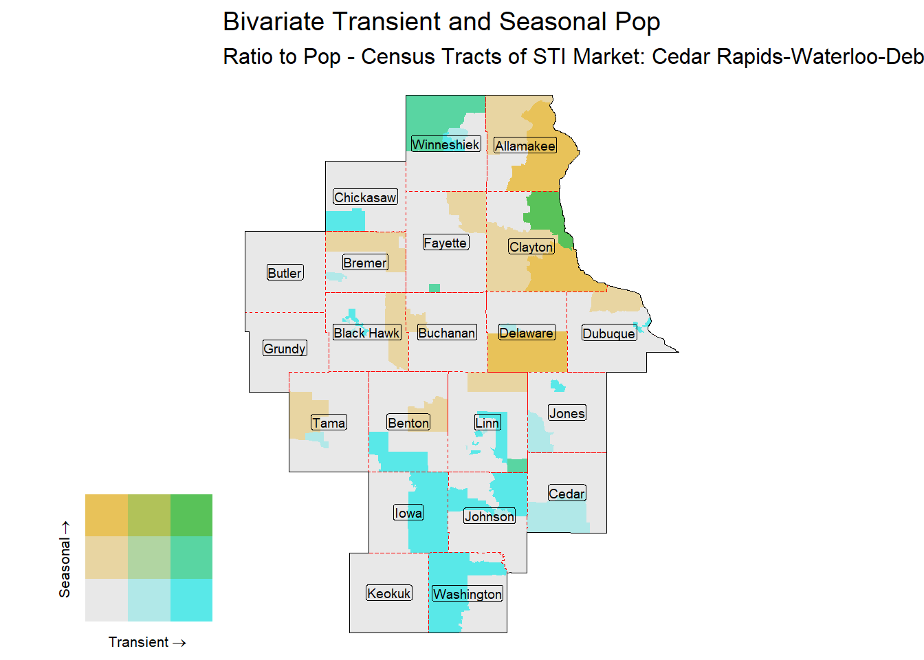 Bivariate Tematic of Seasonal & Transient Pop - Census Tract