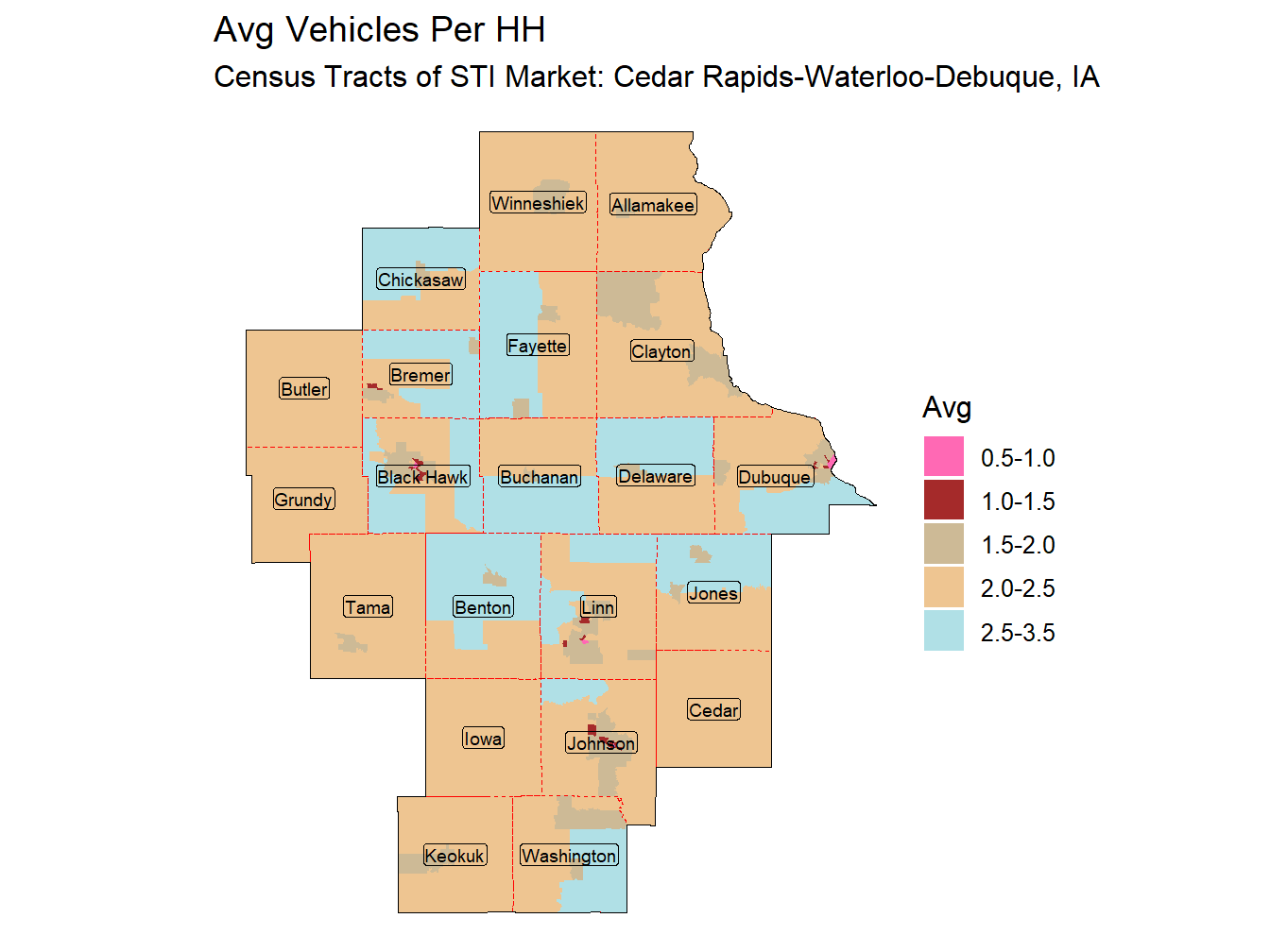 Avg Vehicles Per HH Thematic