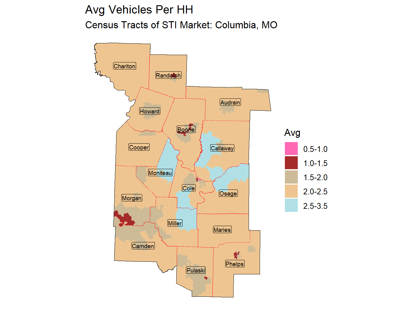 Avg Vehicles Per HH Thematic