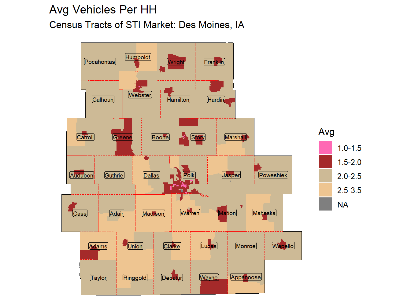 Avg Vehicles Per HH Thematic