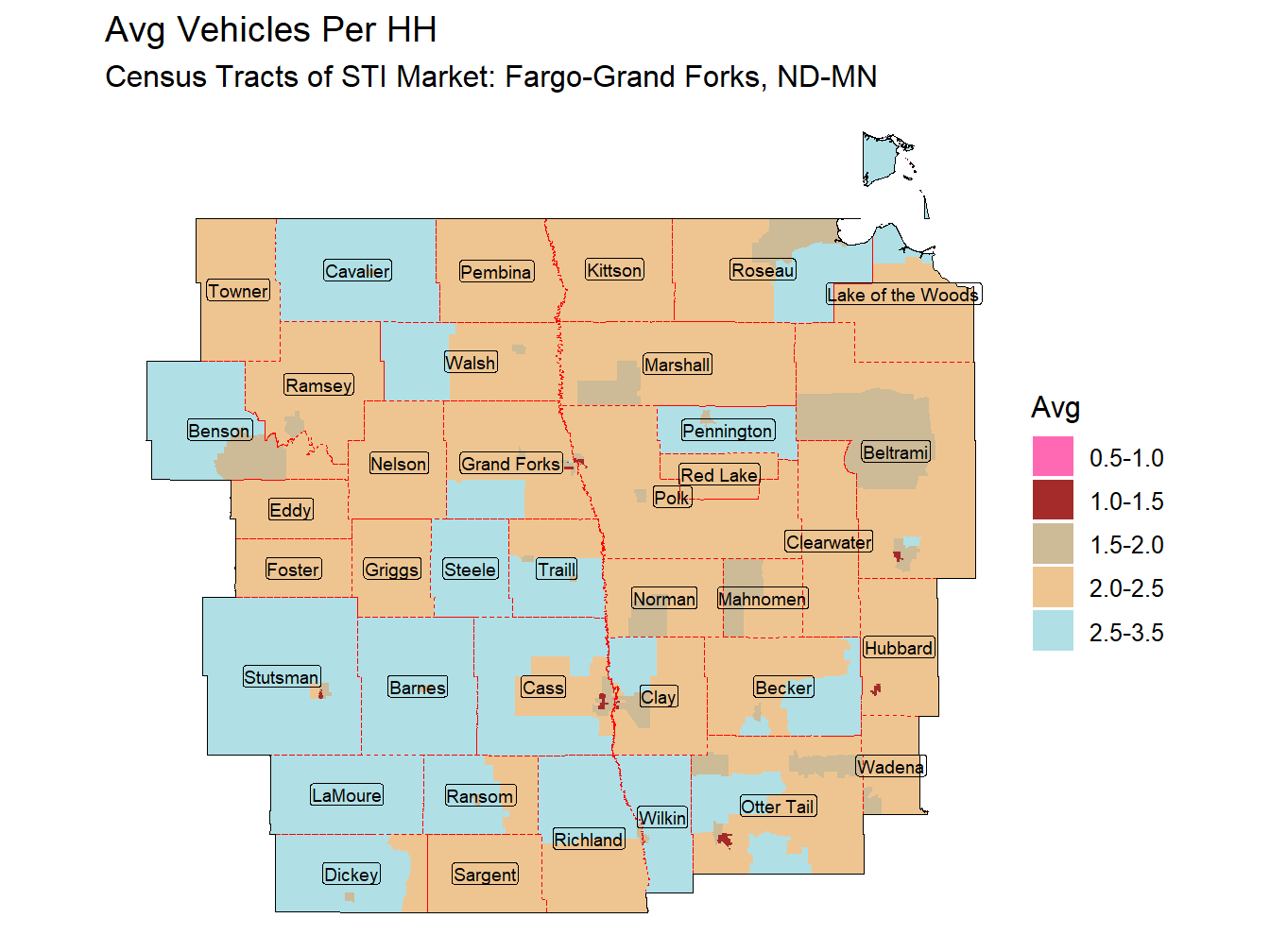 Avg Vehicles Per HH Thematic
