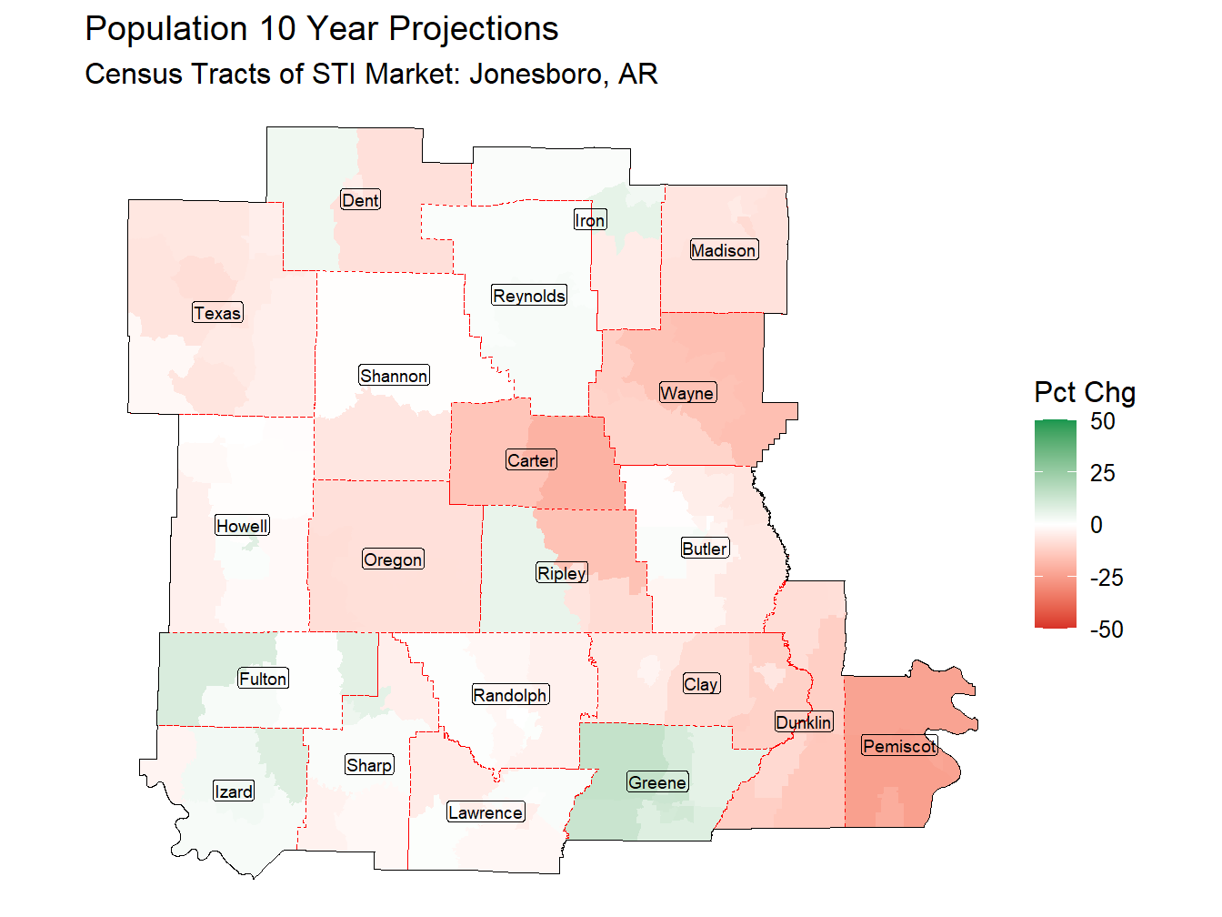 10 Year Percentage Change Thematic