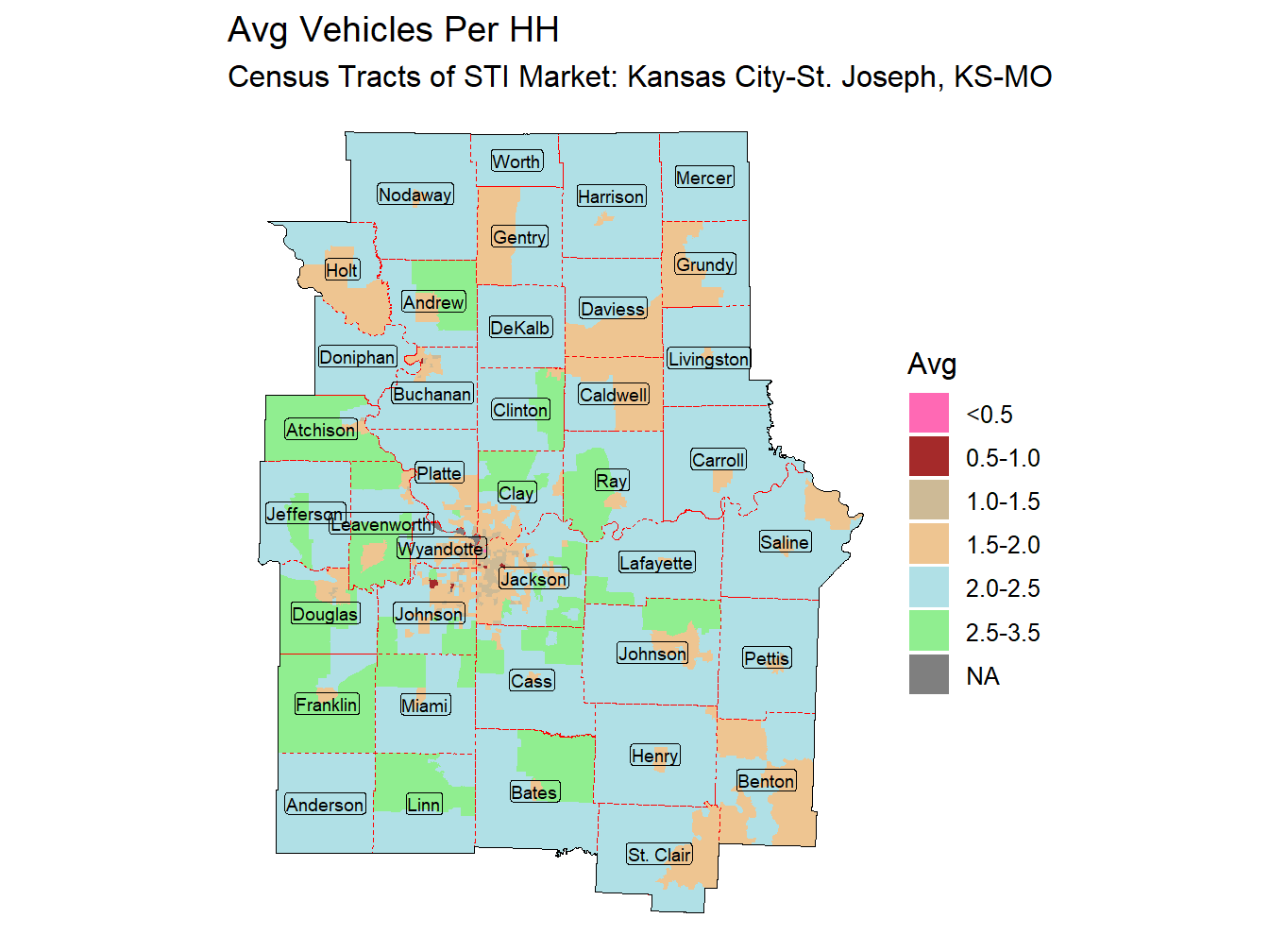 Avg Vehicles Per HH Thematic