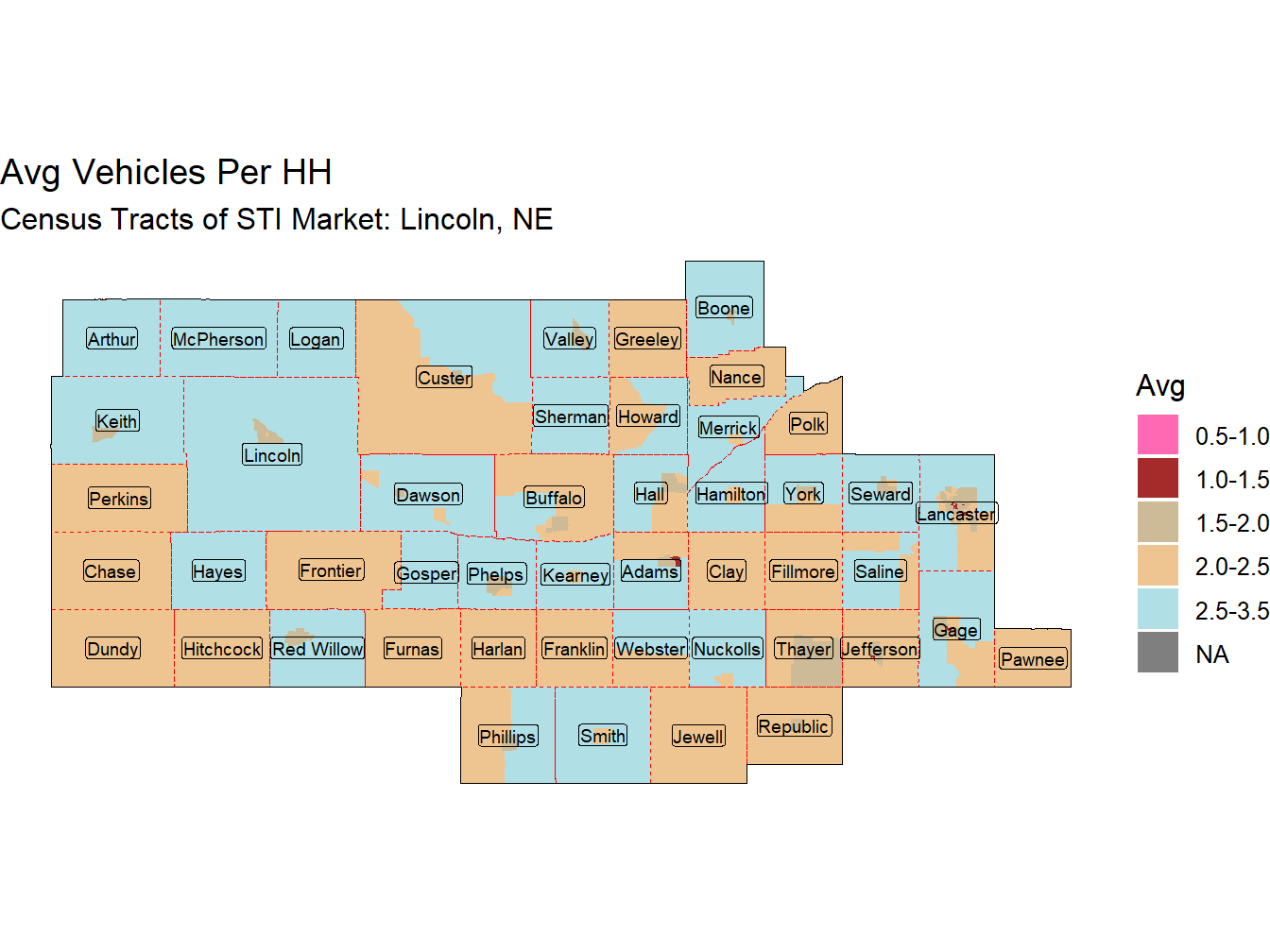 Avg Vehicles Per HH Thematic