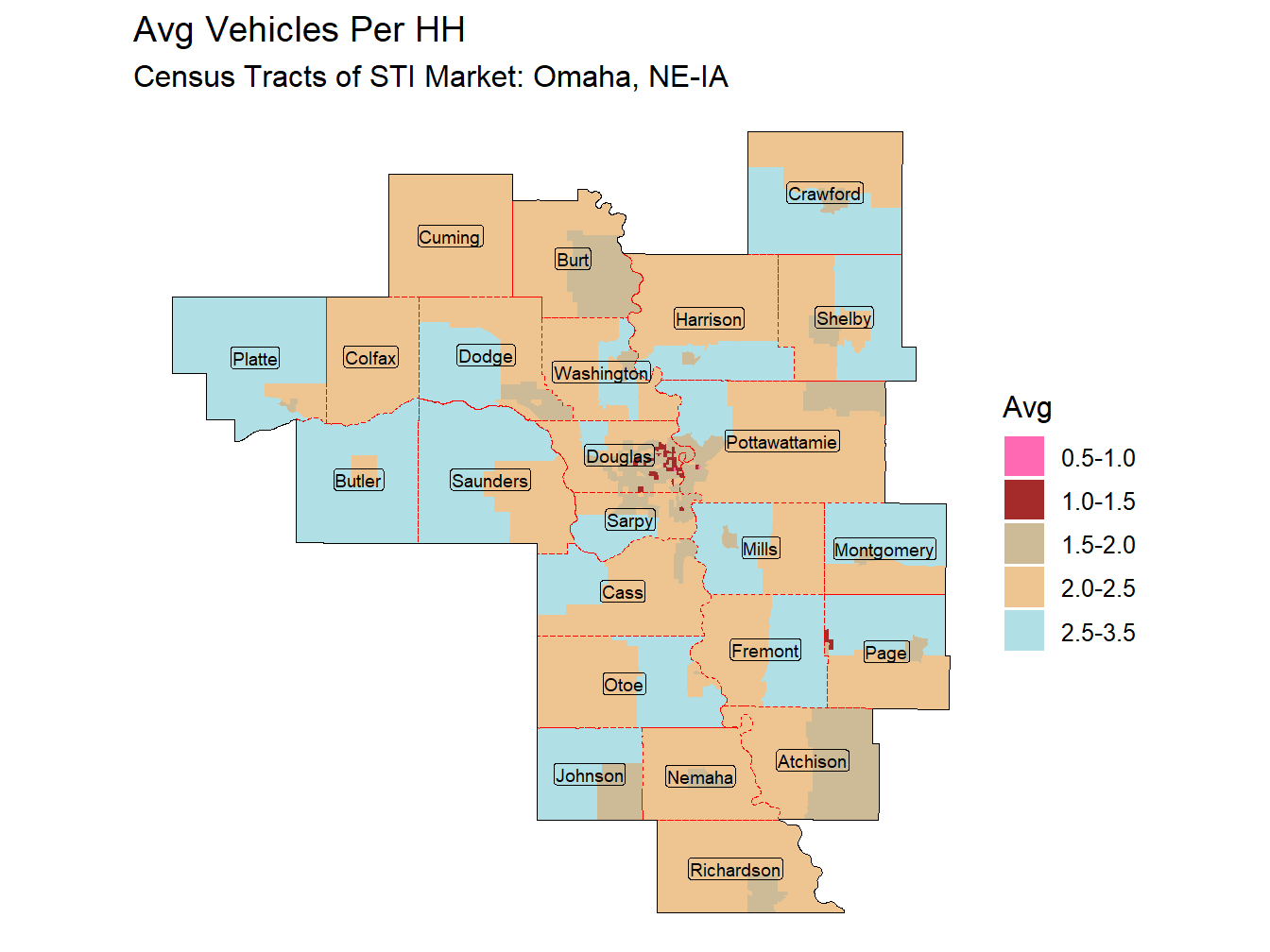 Avg Vehicles Per HH Thematic