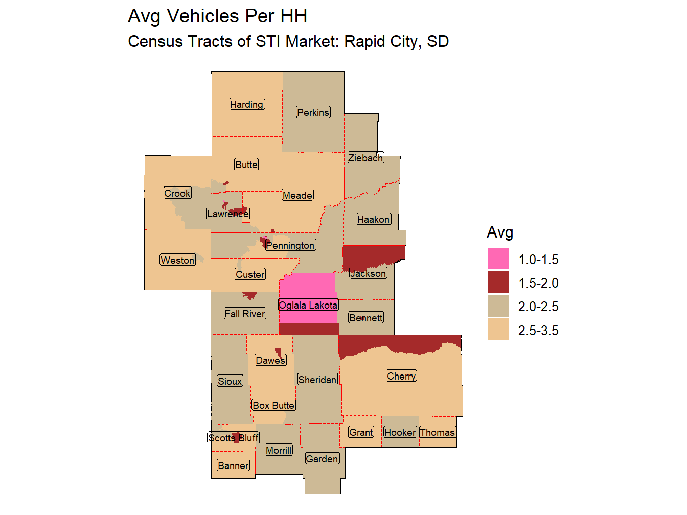 Avg Vehicles Per HH Thematic