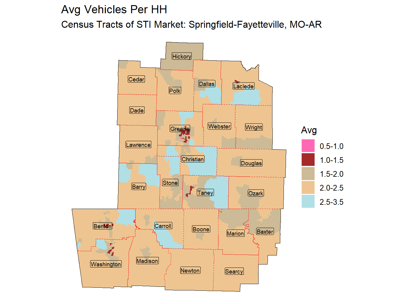 Avg Vehicles Per HH Thematic