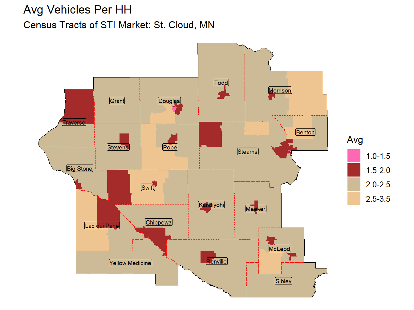 Avg Vehicles Per HH Thematic