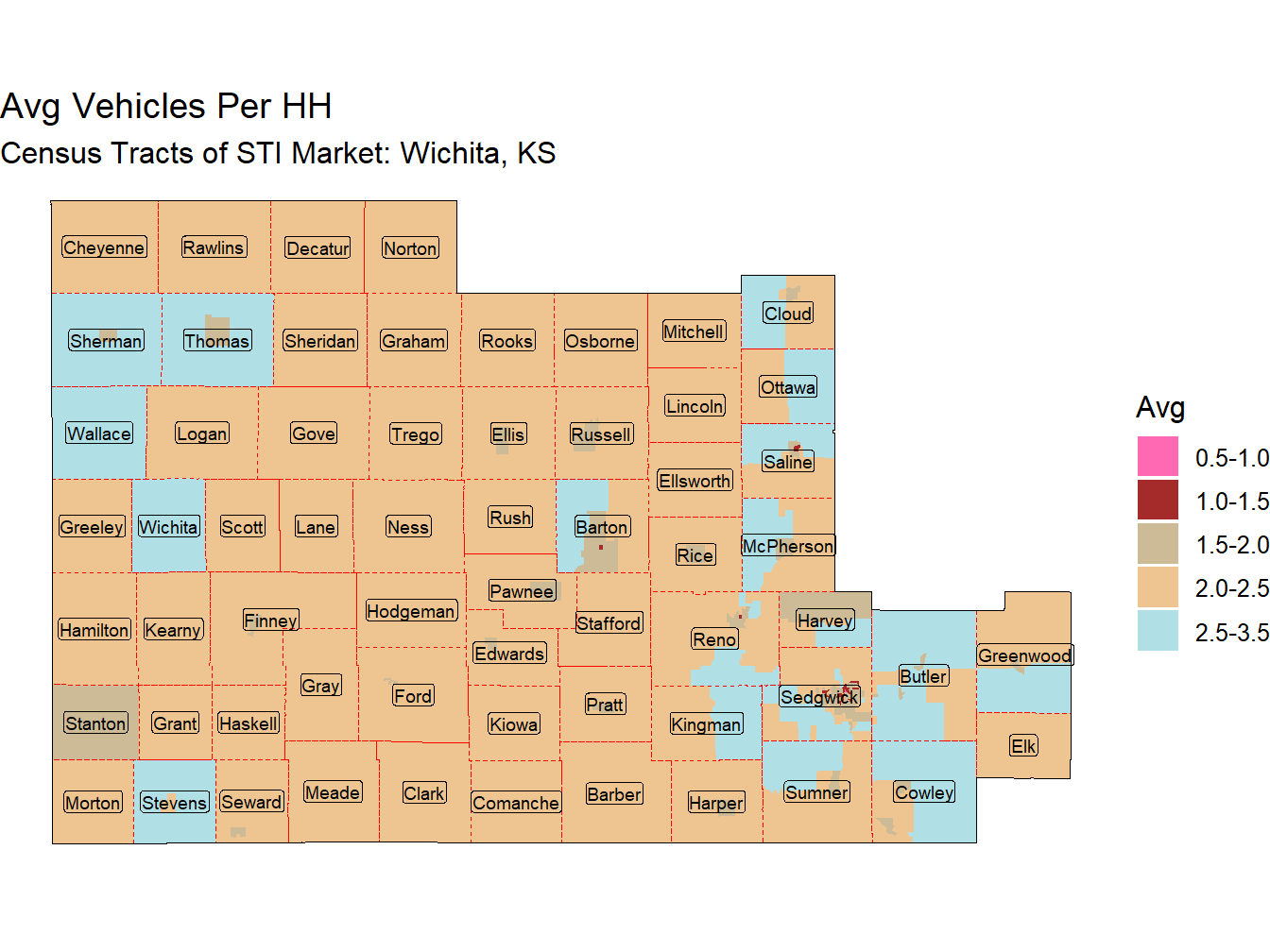 Avg Vehicles Per HH Thematic