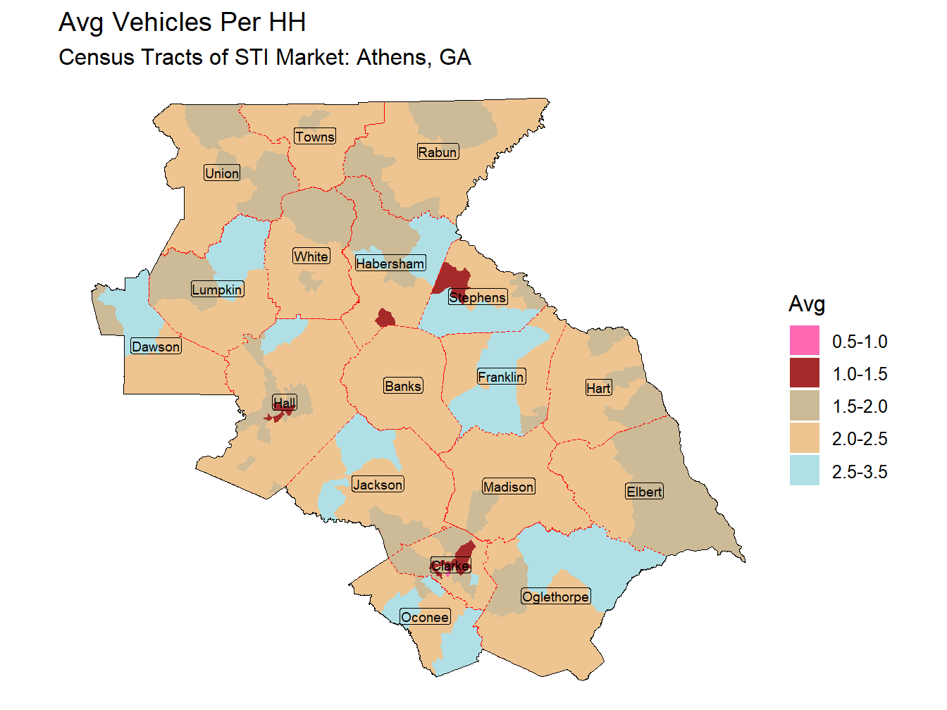 Avg Vehicles Per HH Thematic