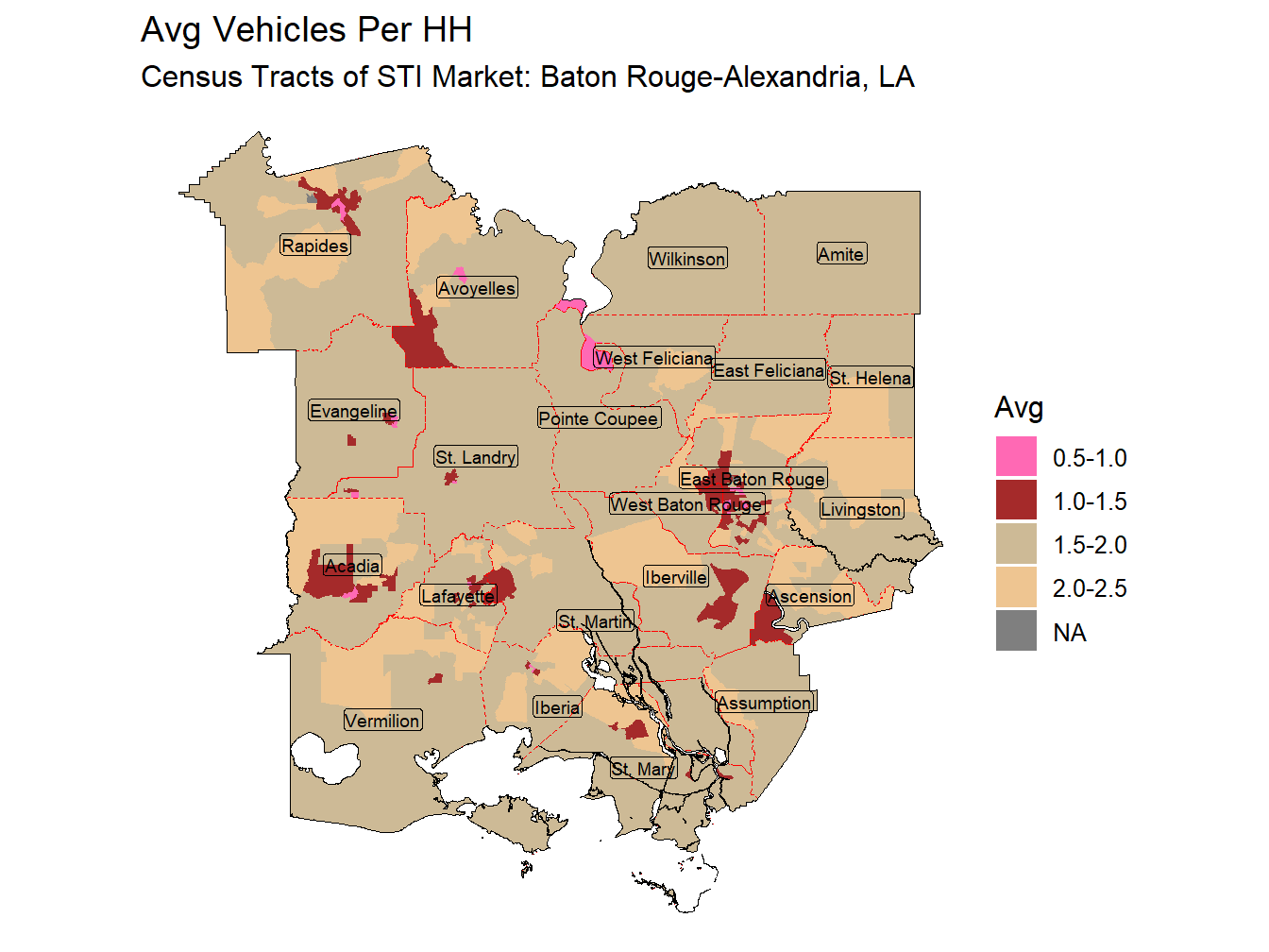 Avg Vehicles Per HH Thematic