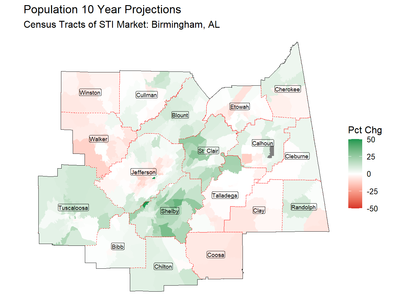 10 Year Percentage Change Thematic