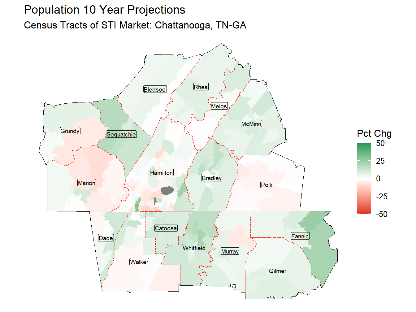 10 Year Percentage Change Thematic