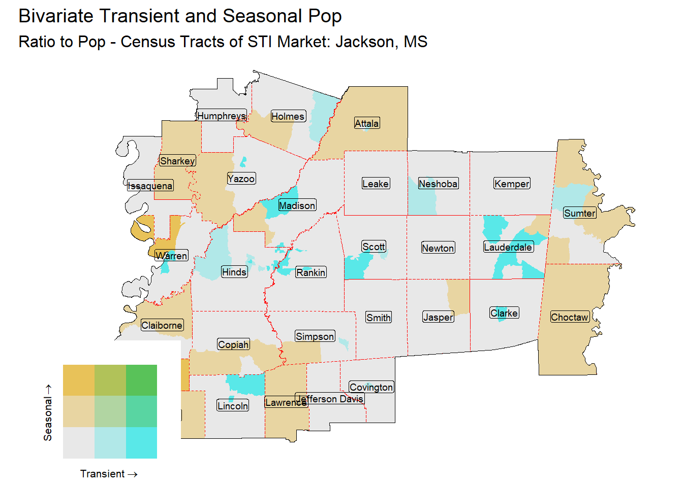 Bivariate Tematic of Seasonal & Transient Pop - Census Tract