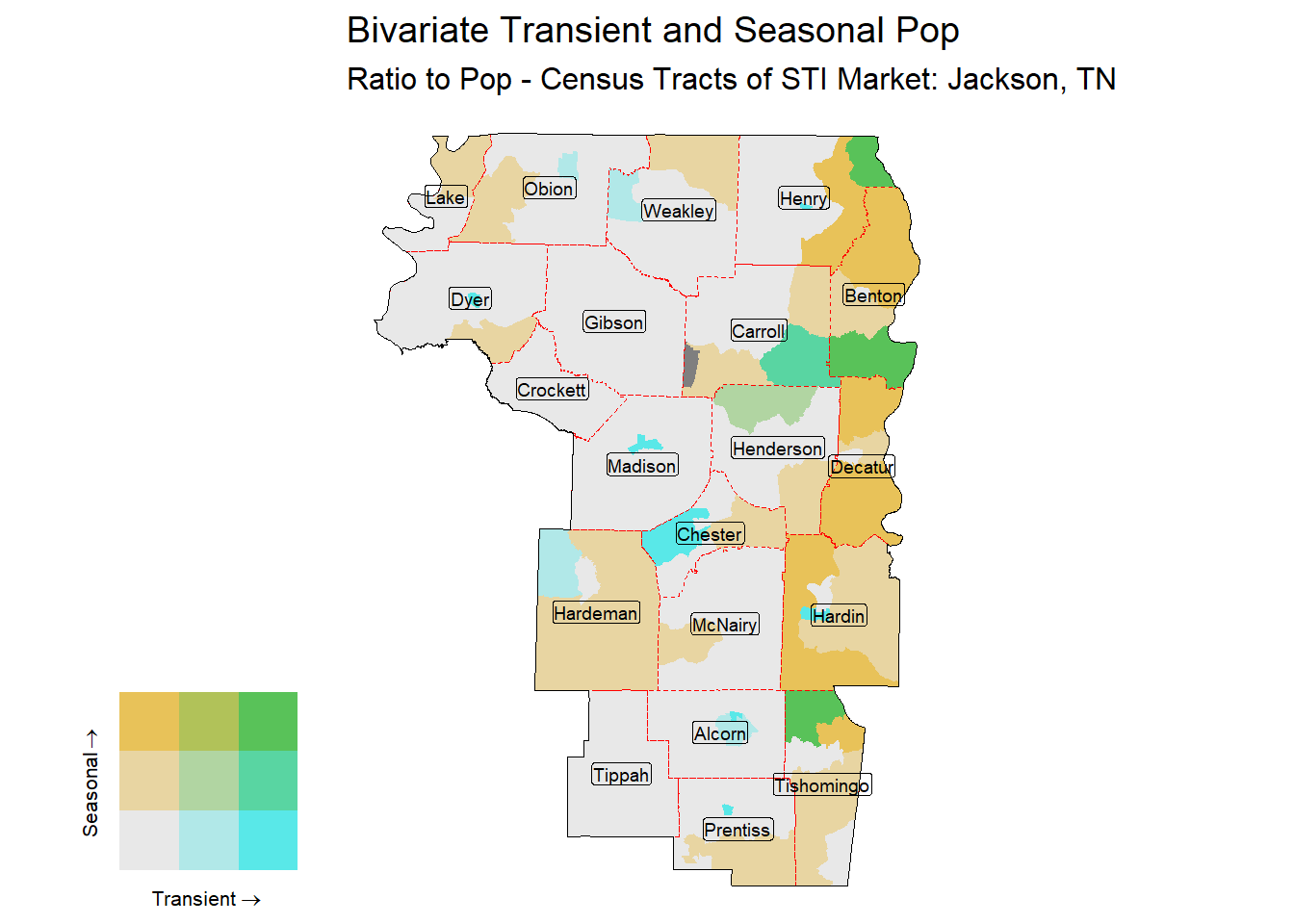 Bivariate Tematic of Seasonal & Transient Pop - Census Tract