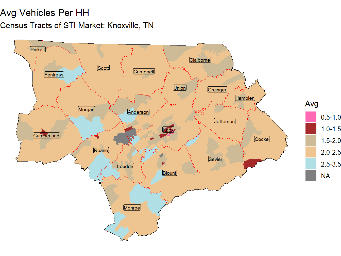 Avg Vehicles Per HH Thematic
